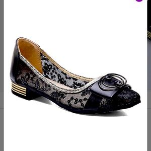 Black floral slip on dress shoe